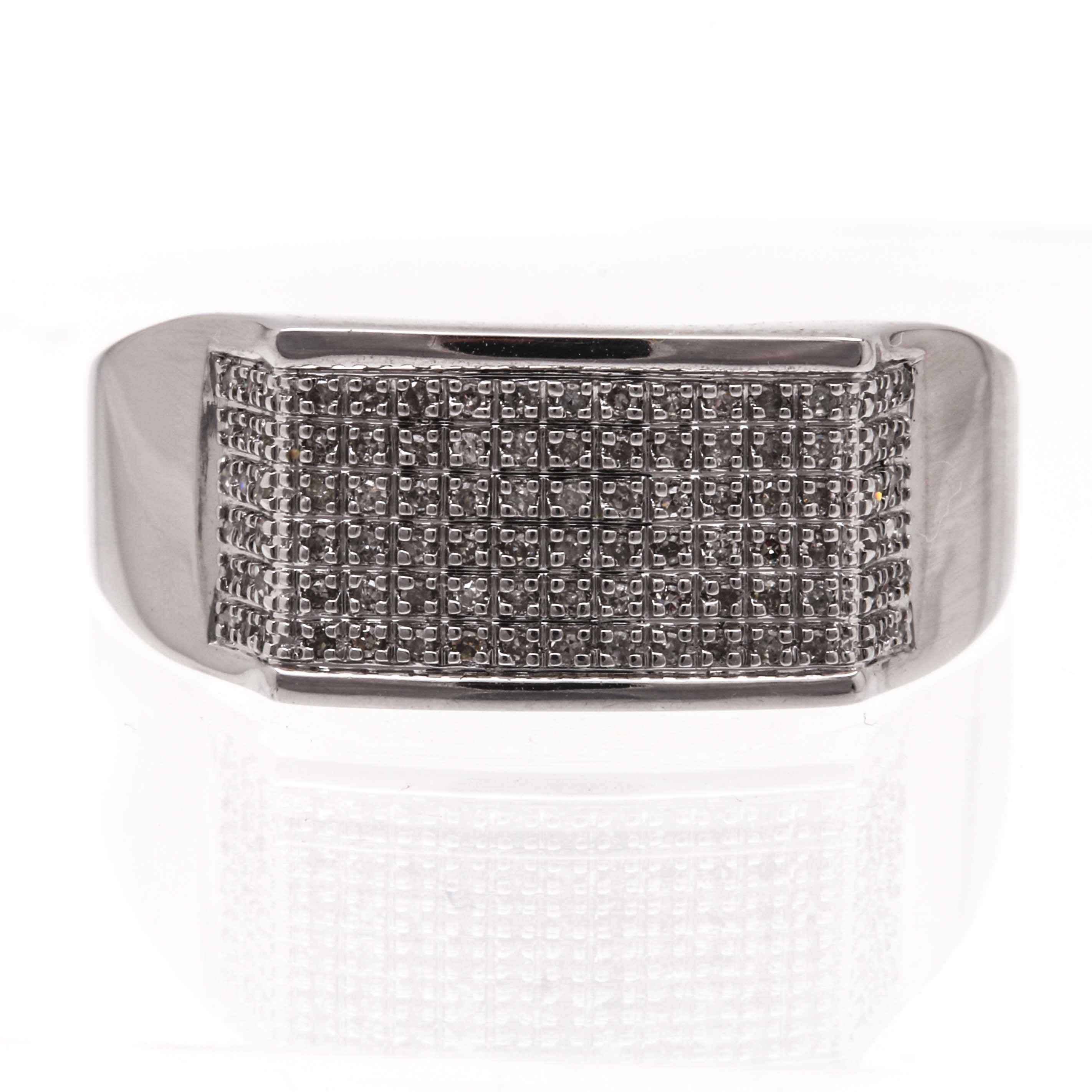 Sterling Silver Diamond Clustered Ring