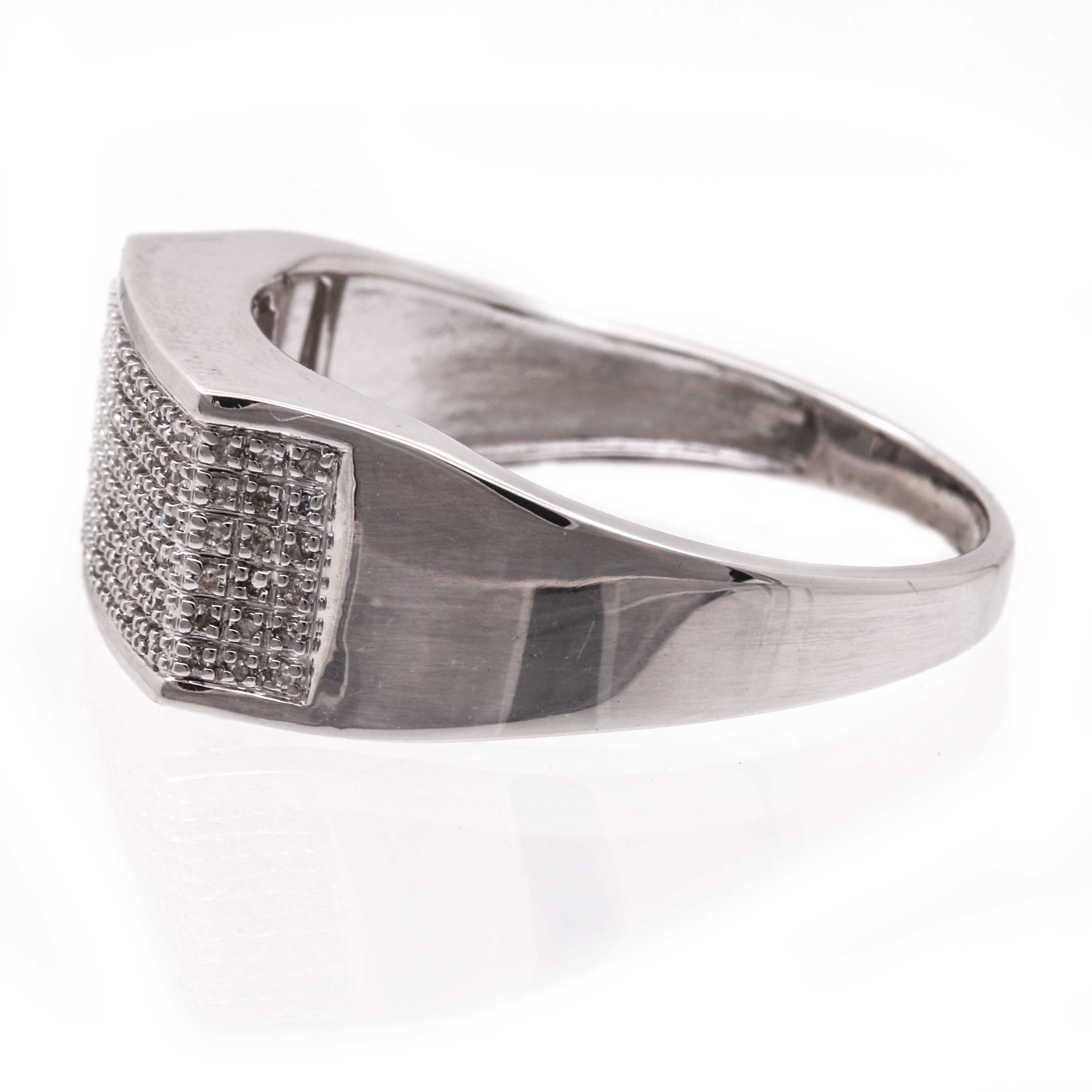 Sterling Silver Diamond Clustered Ring