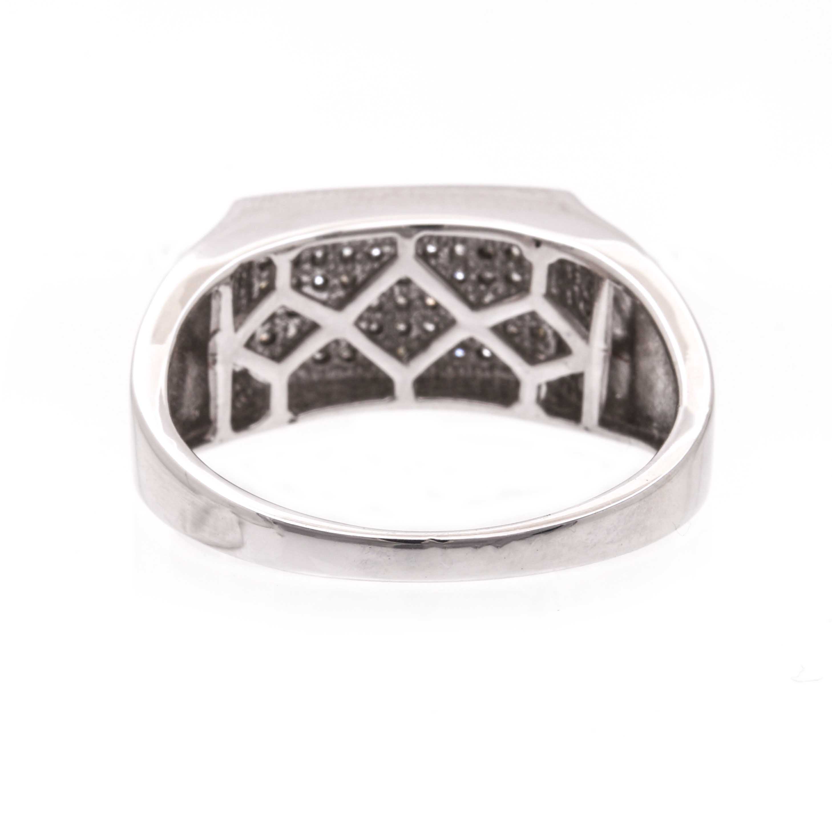 Sterling Silver Diamond Clustered Ring