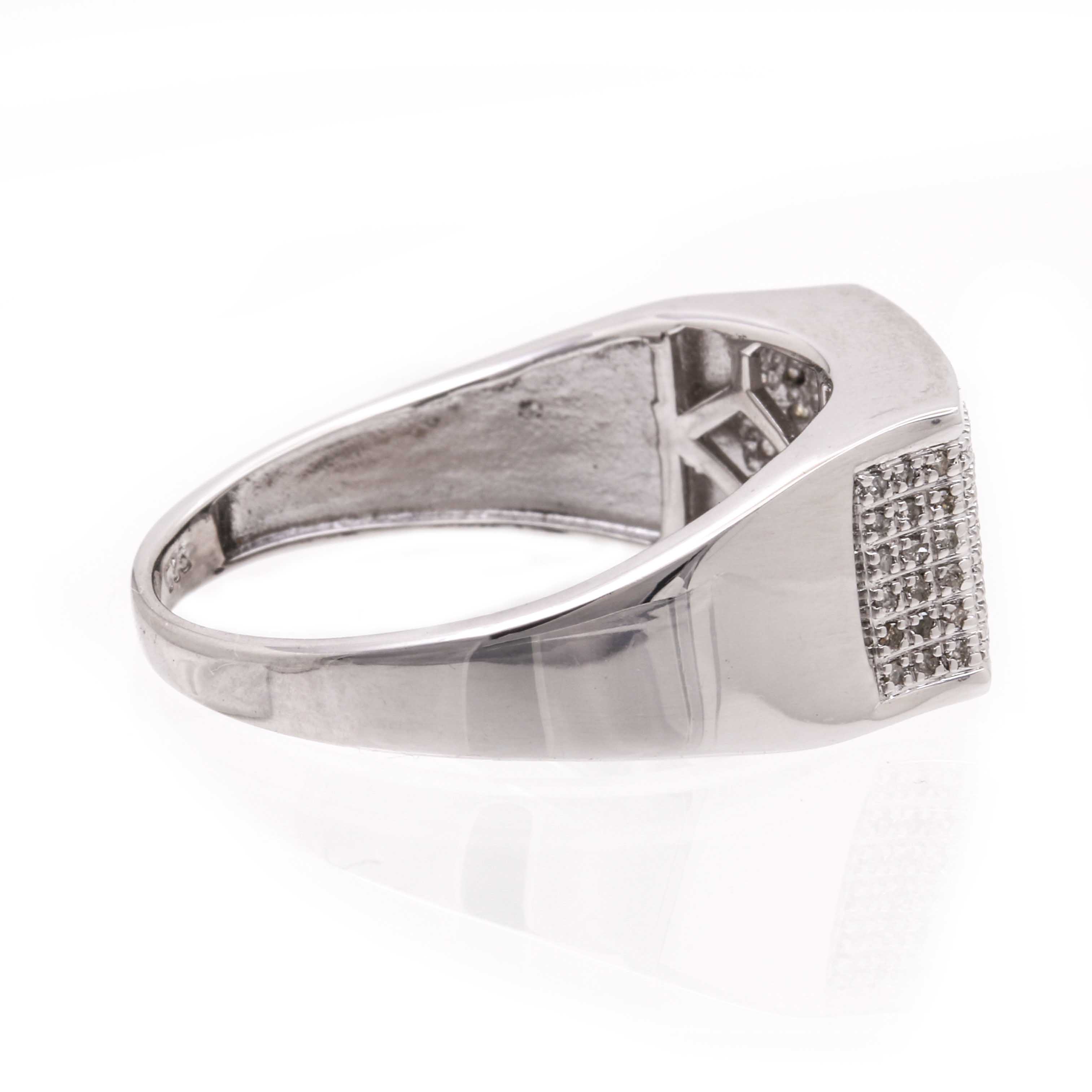 Sterling Silver Diamond Clustered Ring