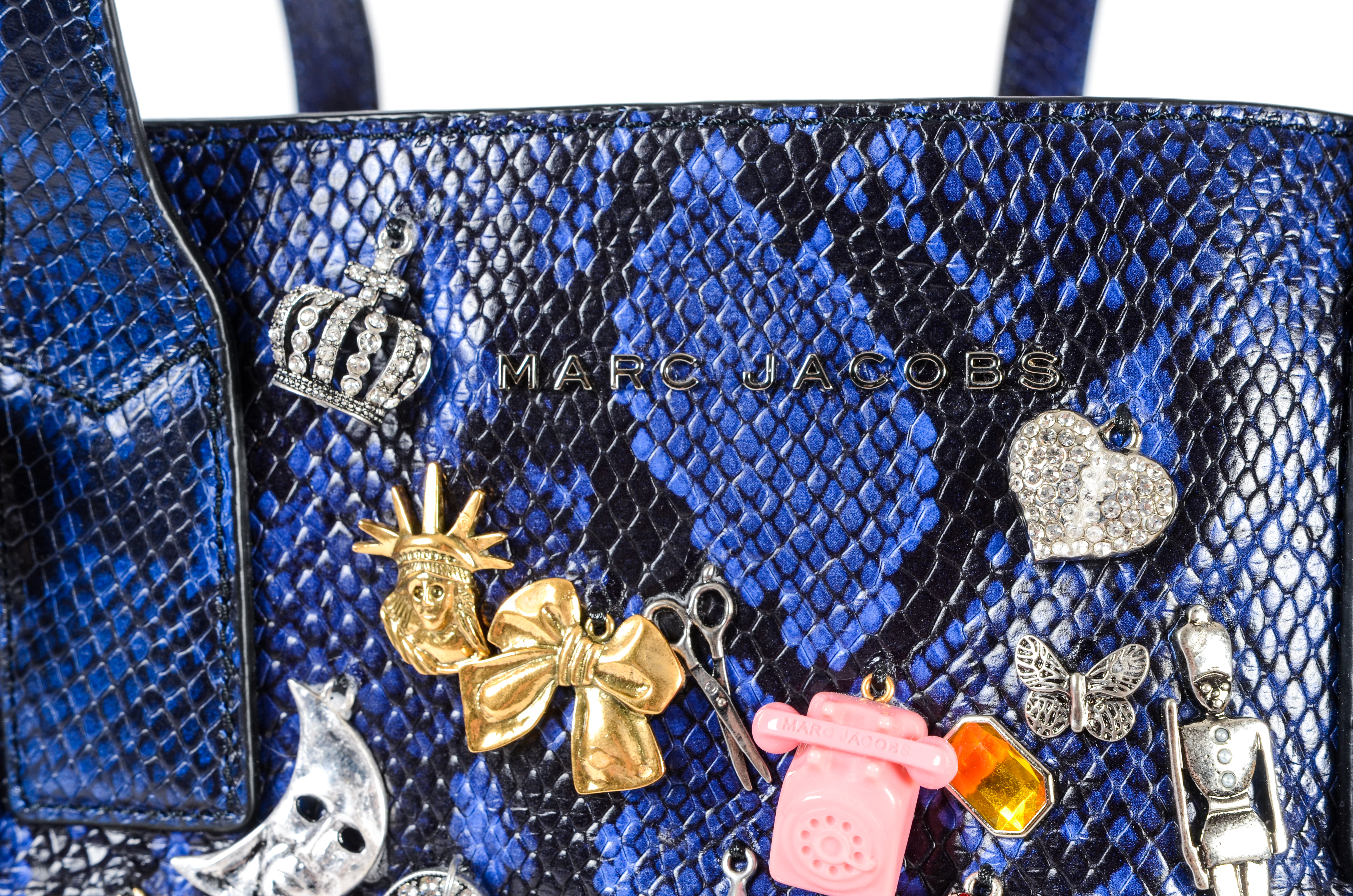 Marc Jacobs Wingman Cobalt Snakeskin Finished Leather Tote