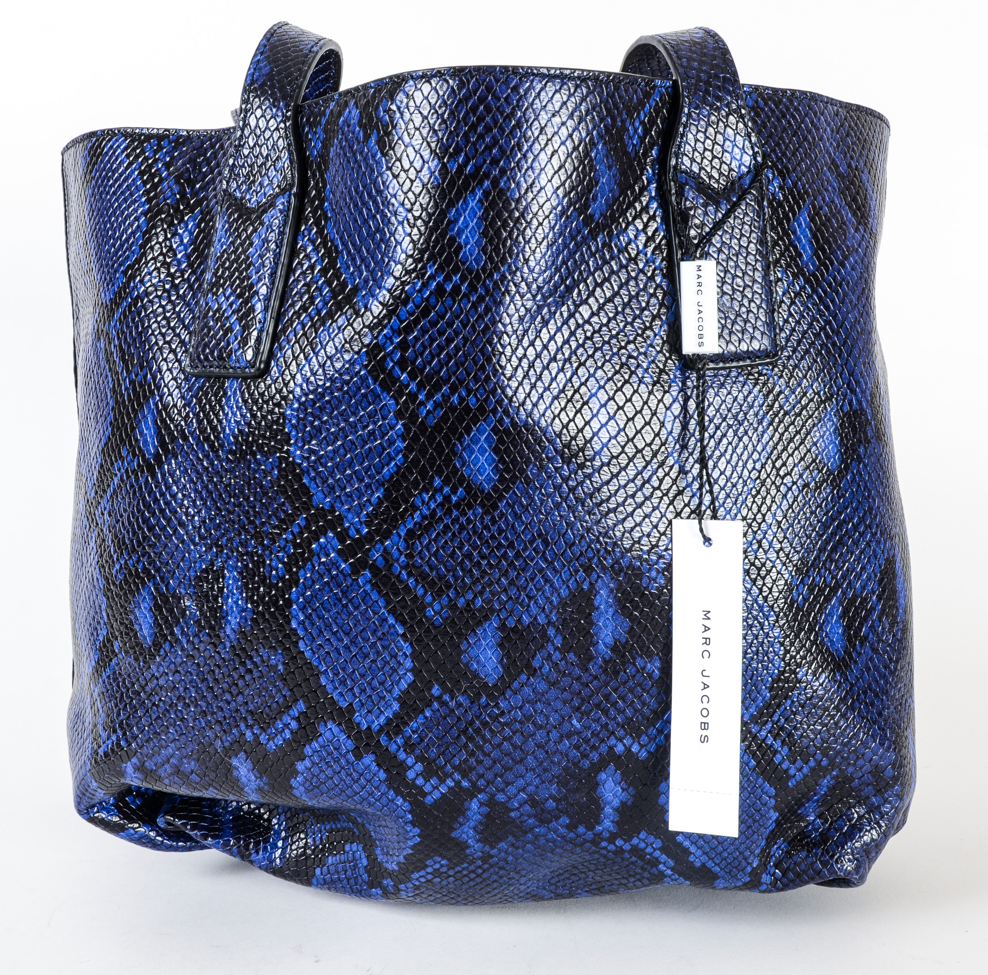 Marc Jacobs Wingman Cobalt Snakeskin Finished Leather Tote