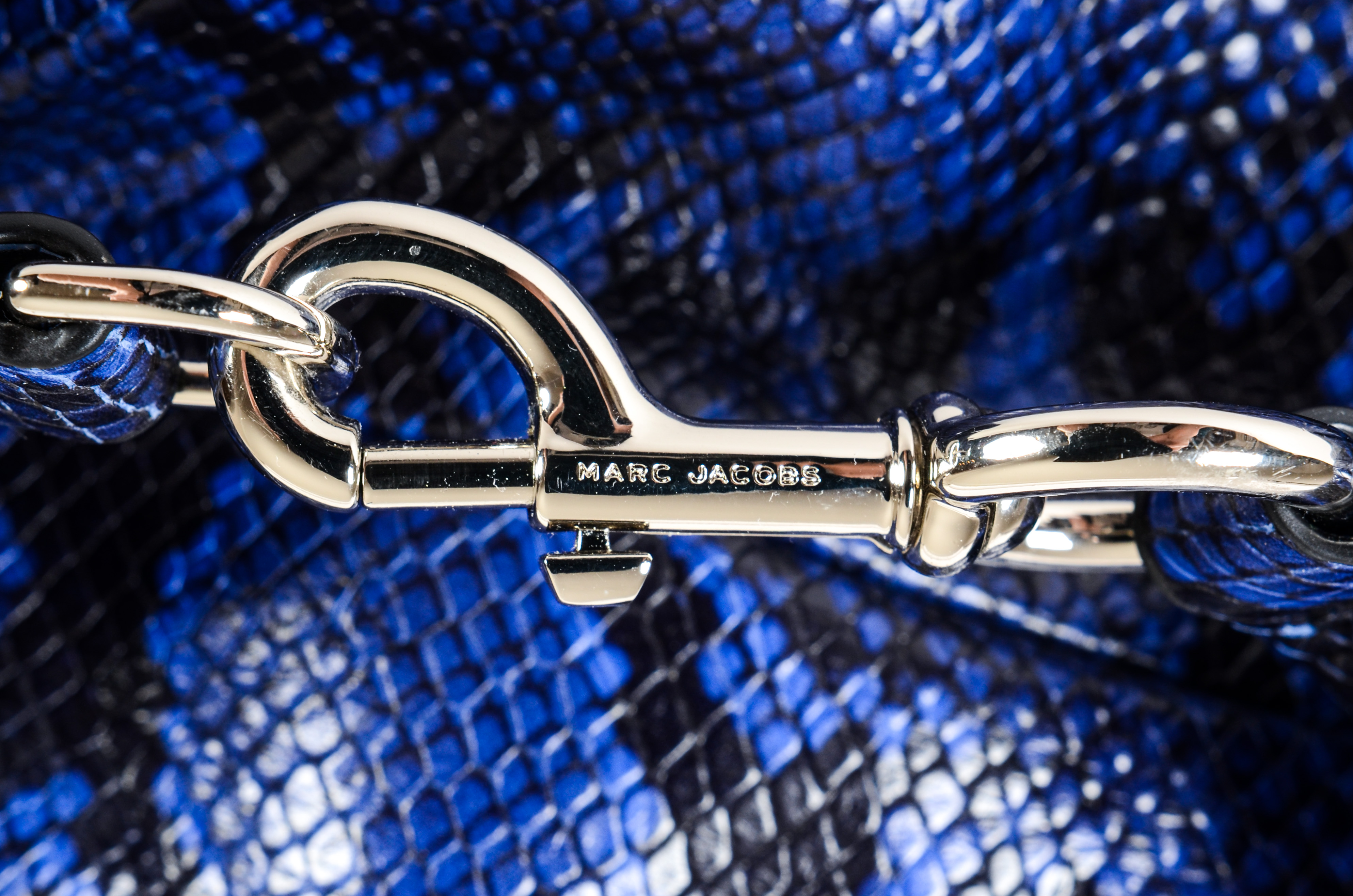 Marc Jacobs Wingman Cobalt Snakeskin Finished Leather Tote