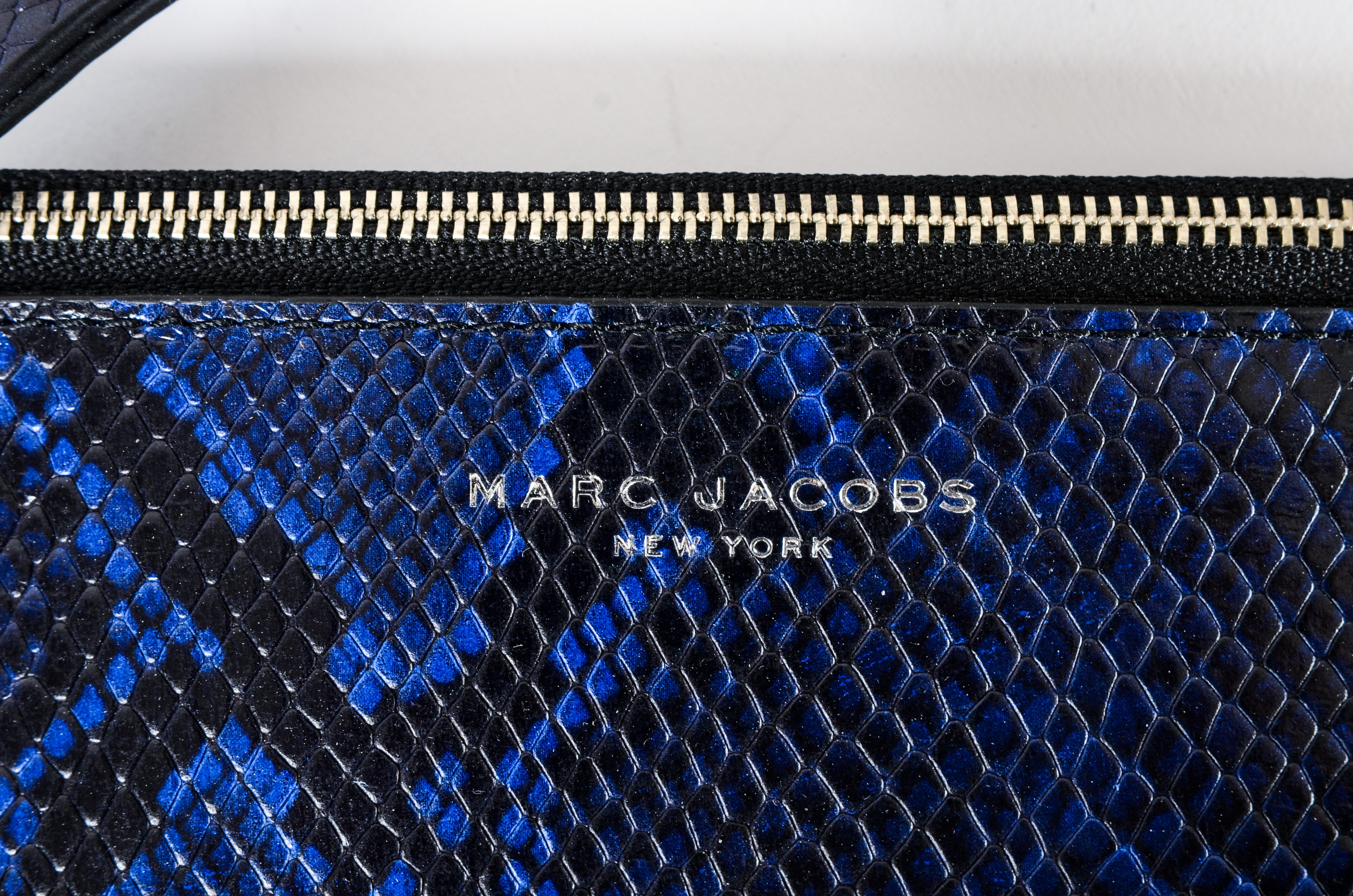 Marc Jacobs Wingman Cobalt Snakeskin Finished Leather Tote