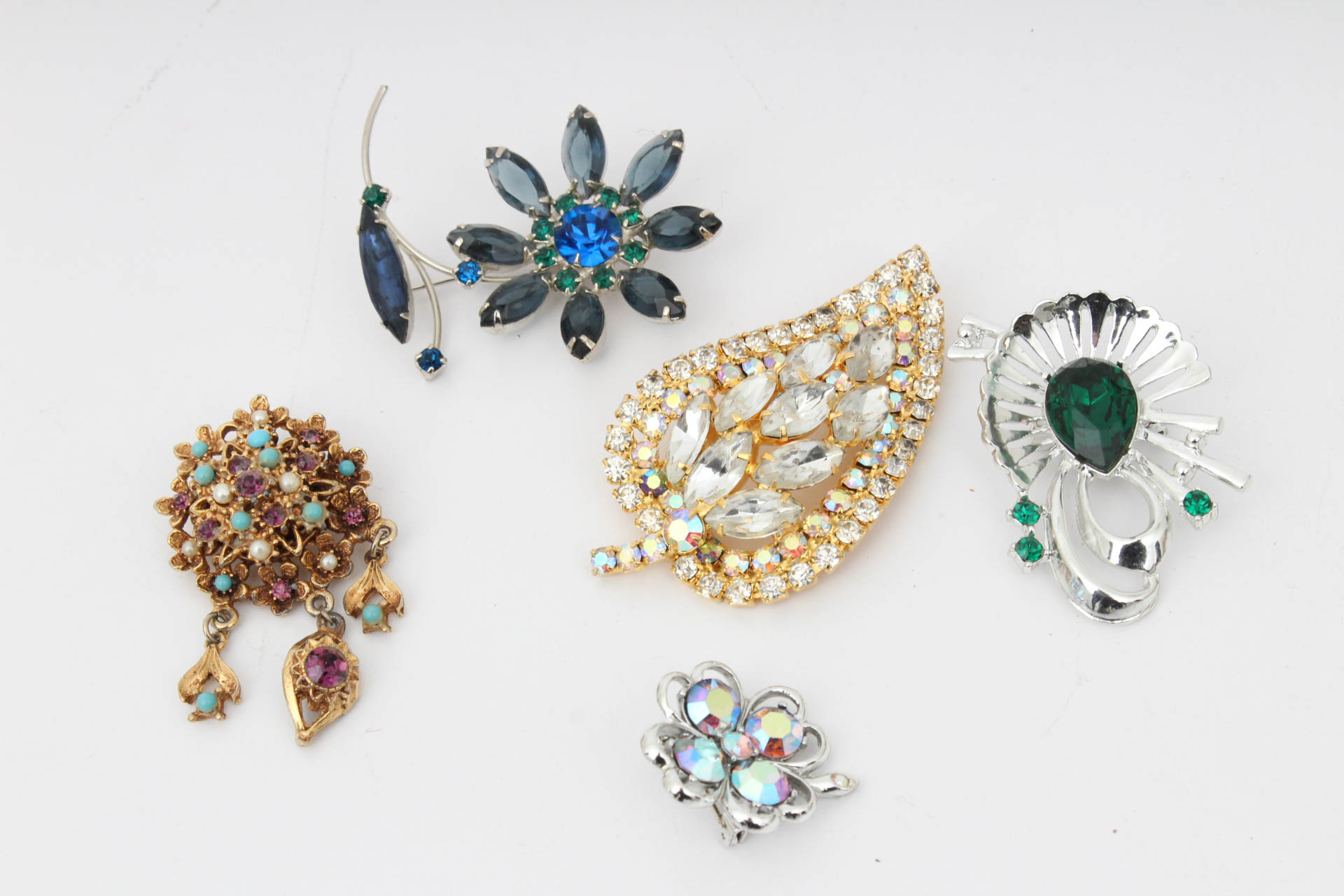 Sizable Collection of Vintage Rhinestone Brooches Featuring Weiss, Nolan Miller and More