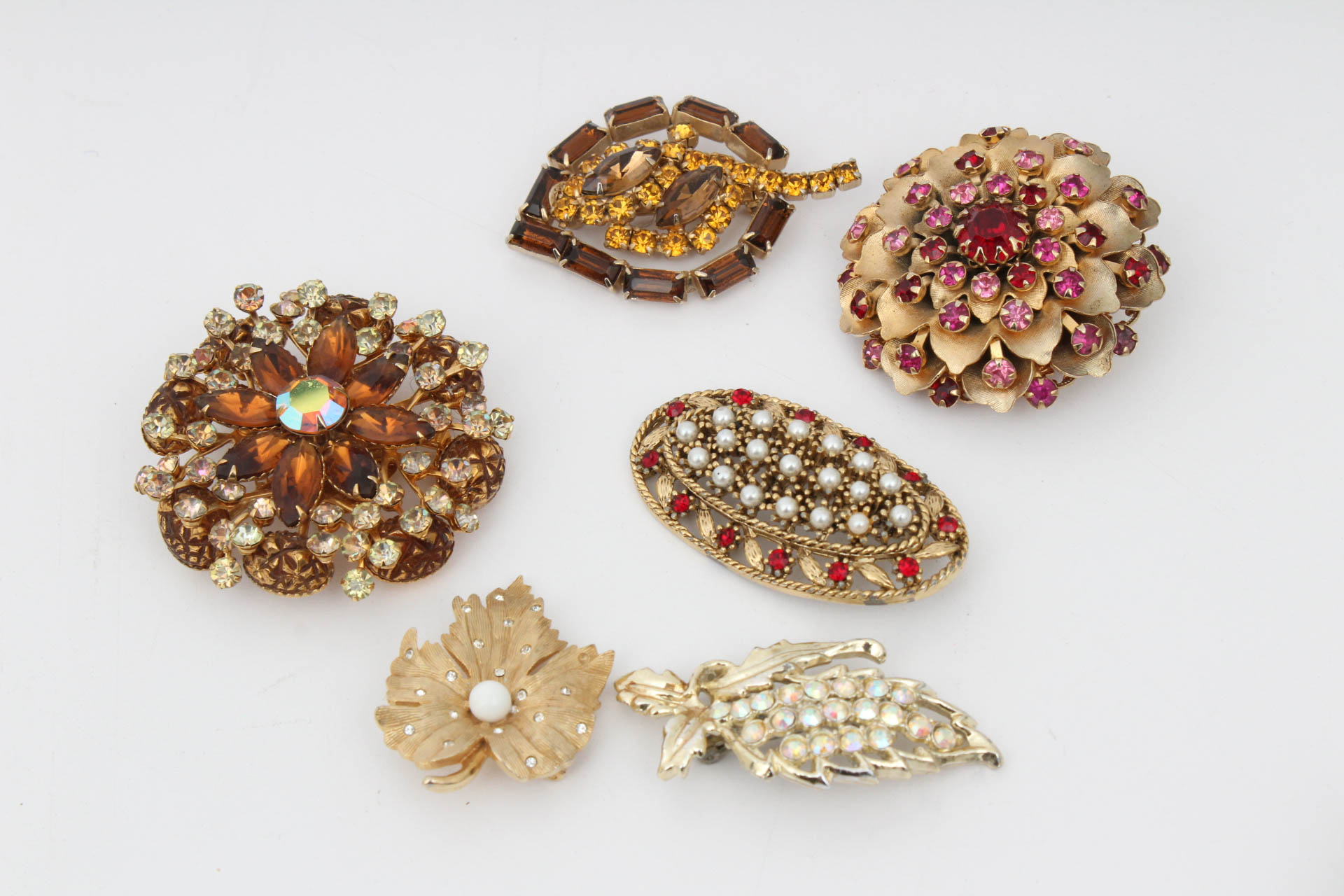 Sizable Collection of Vintage Rhinestone Brooches Featuring Weiss, Nolan Miller and More