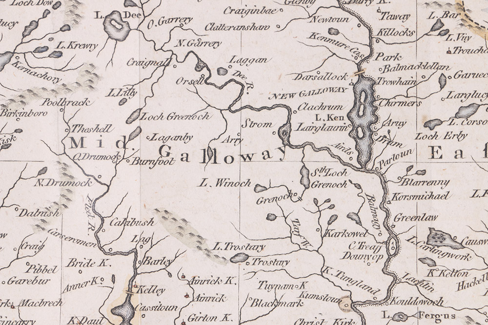Hand-Colored Etching Map of Kirkcudbright Shire