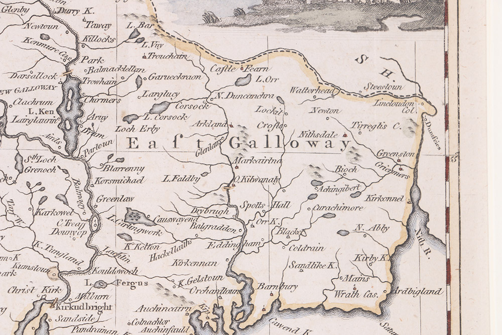 Hand-Colored Etching Map of Kirkcudbright Shire