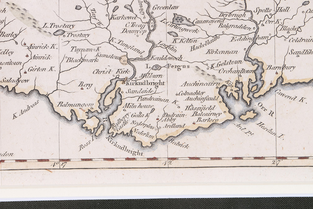Hand-Colored Etching Map of Kirkcudbright Shire