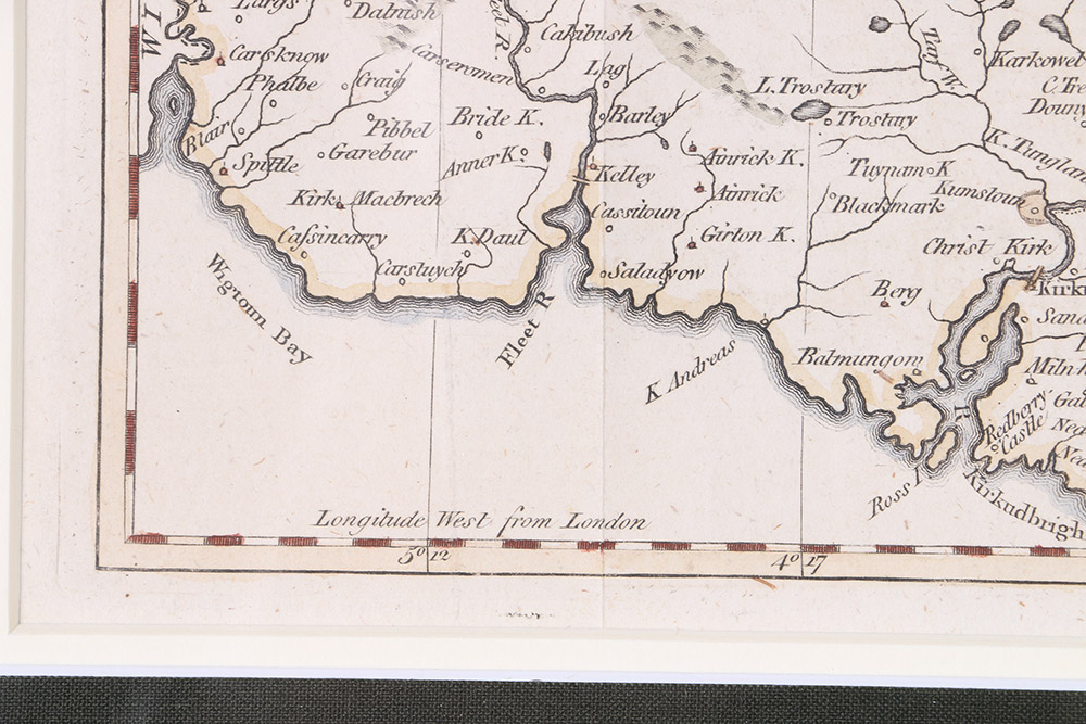Hand-Colored Etching Map of Kirkcudbright Shire
