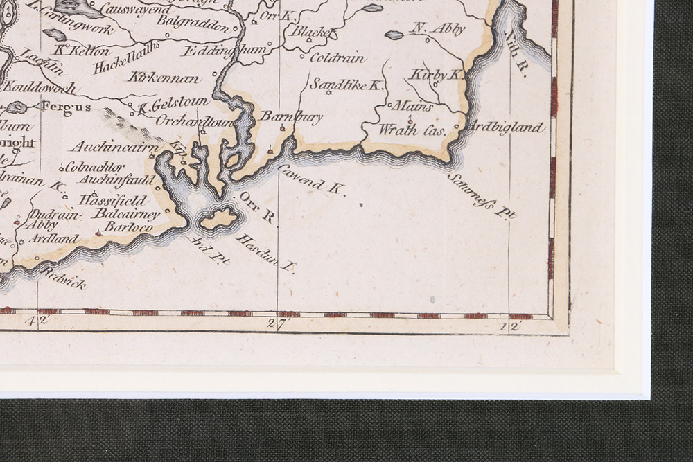Hand-Colored Etching Map of Kirkcudbright Shire