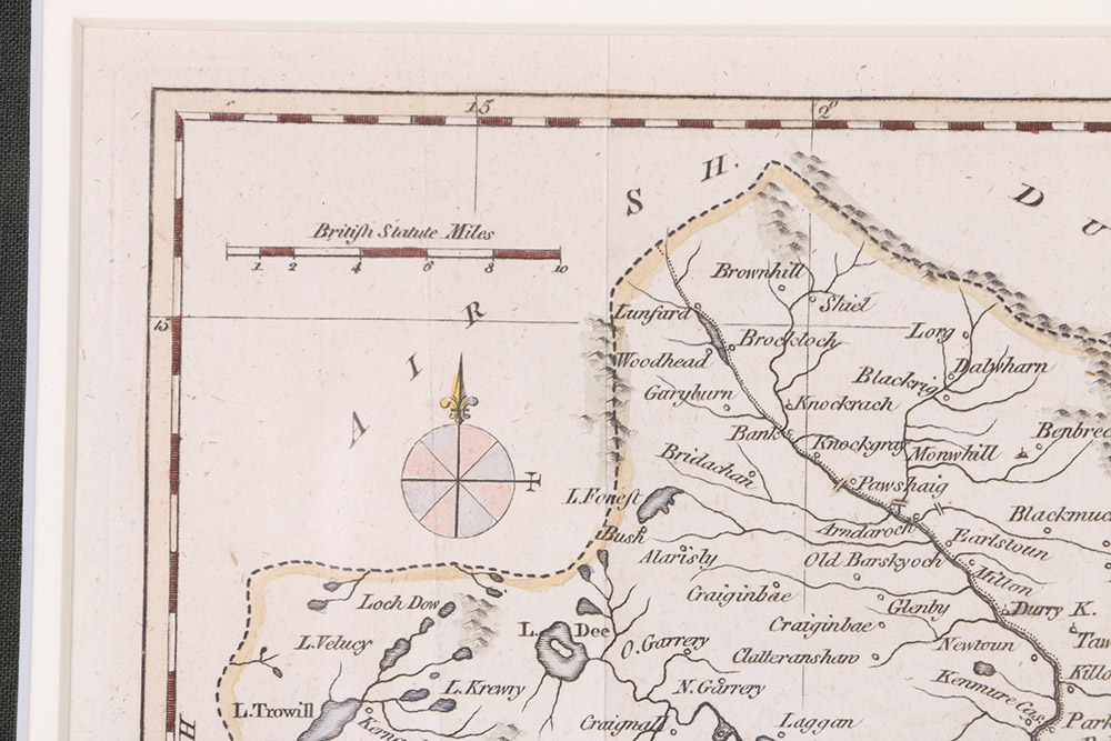Hand-Colored Etching Map of Kirkcudbright Shire