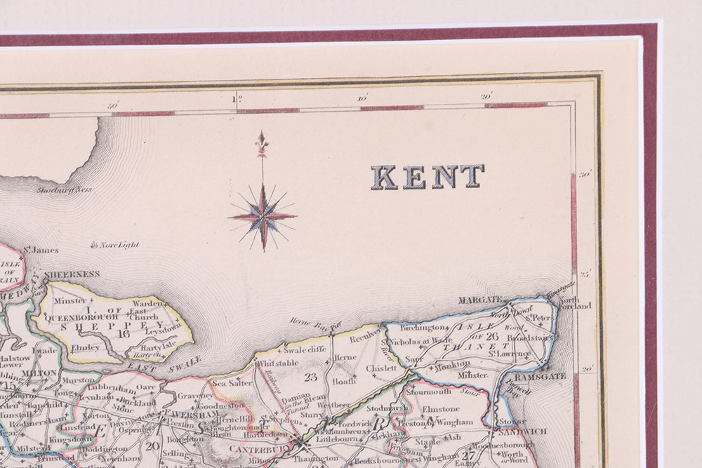 Hand-Colored Etching Map of Kent