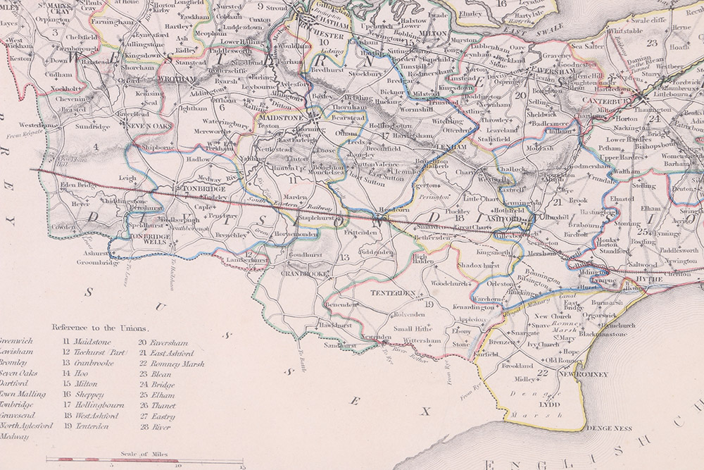 Hand-Colored Etching Map of Kent