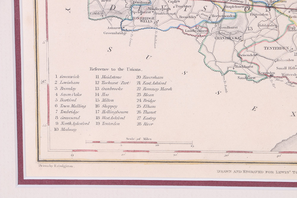 Hand-Colored Etching Map of Kent