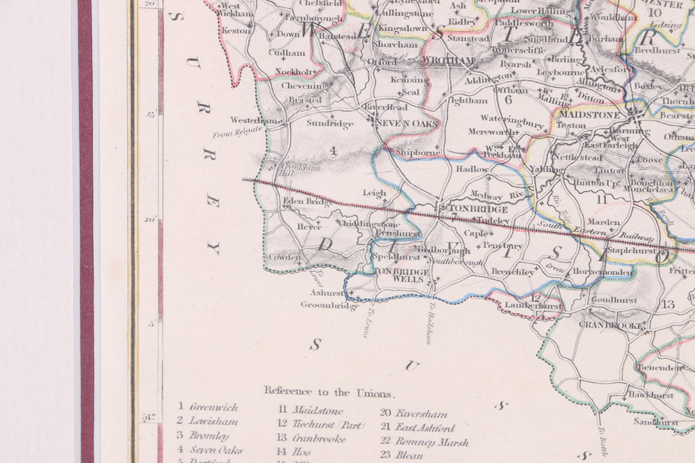 Hand-Colored Etching Map of Kent