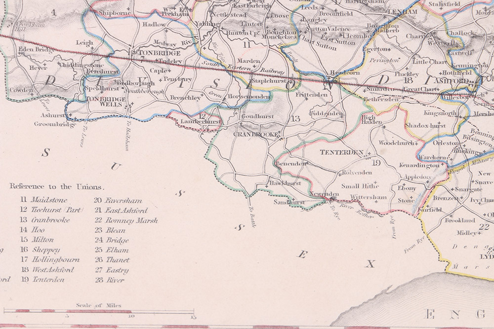 Hand-Colored Etching Map of Kent