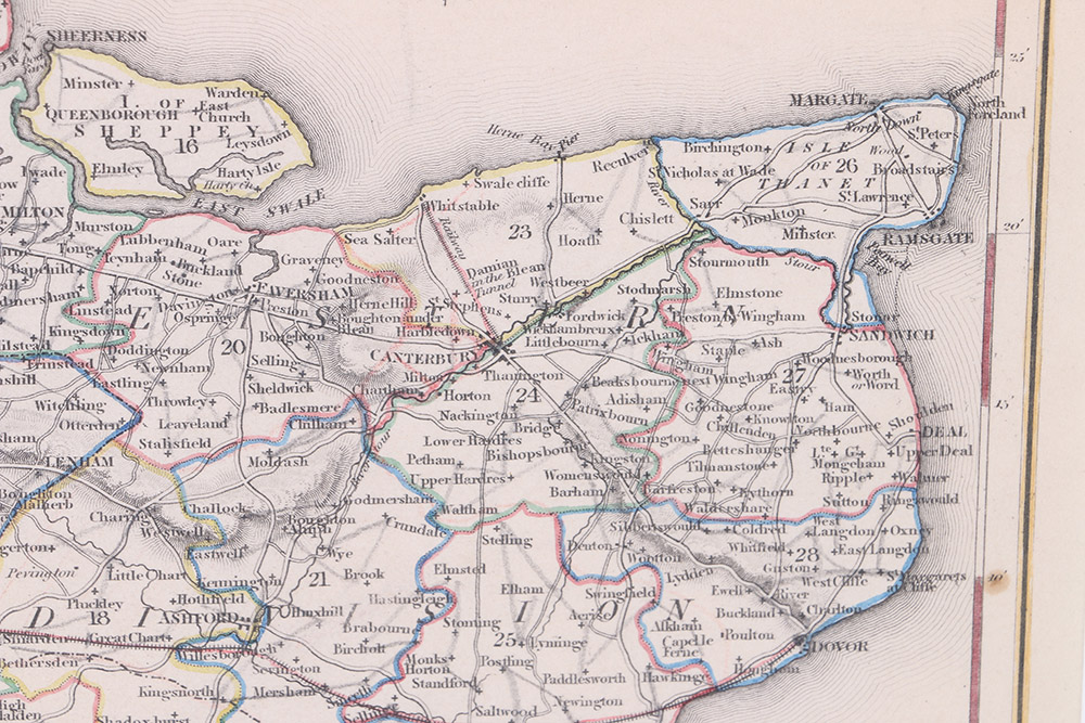 Hand-Colored Etching Map of Kent
