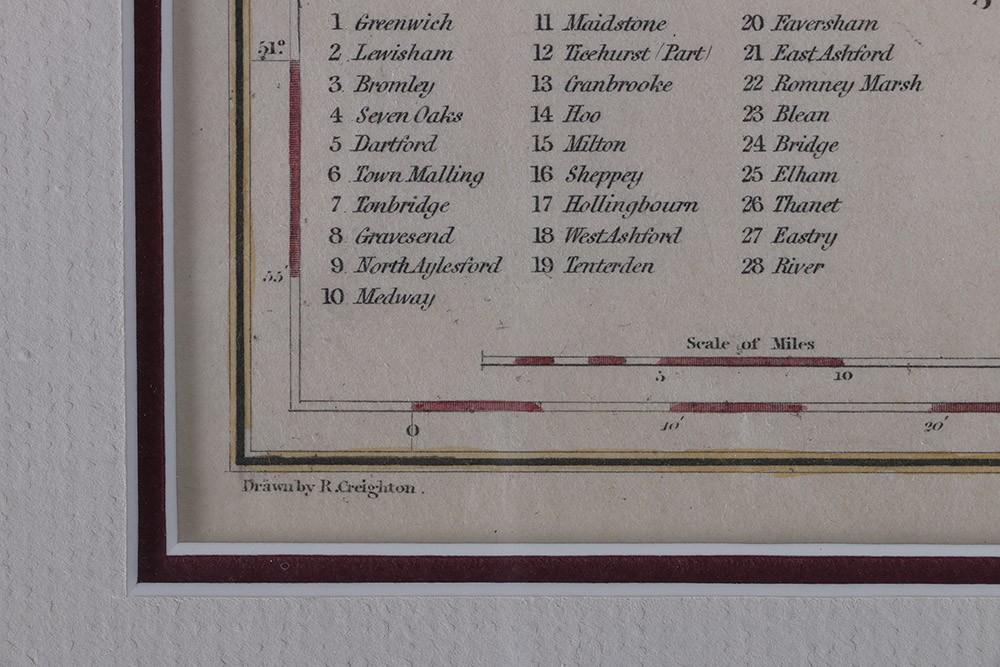 Hand-Colored Etching Map of Kent