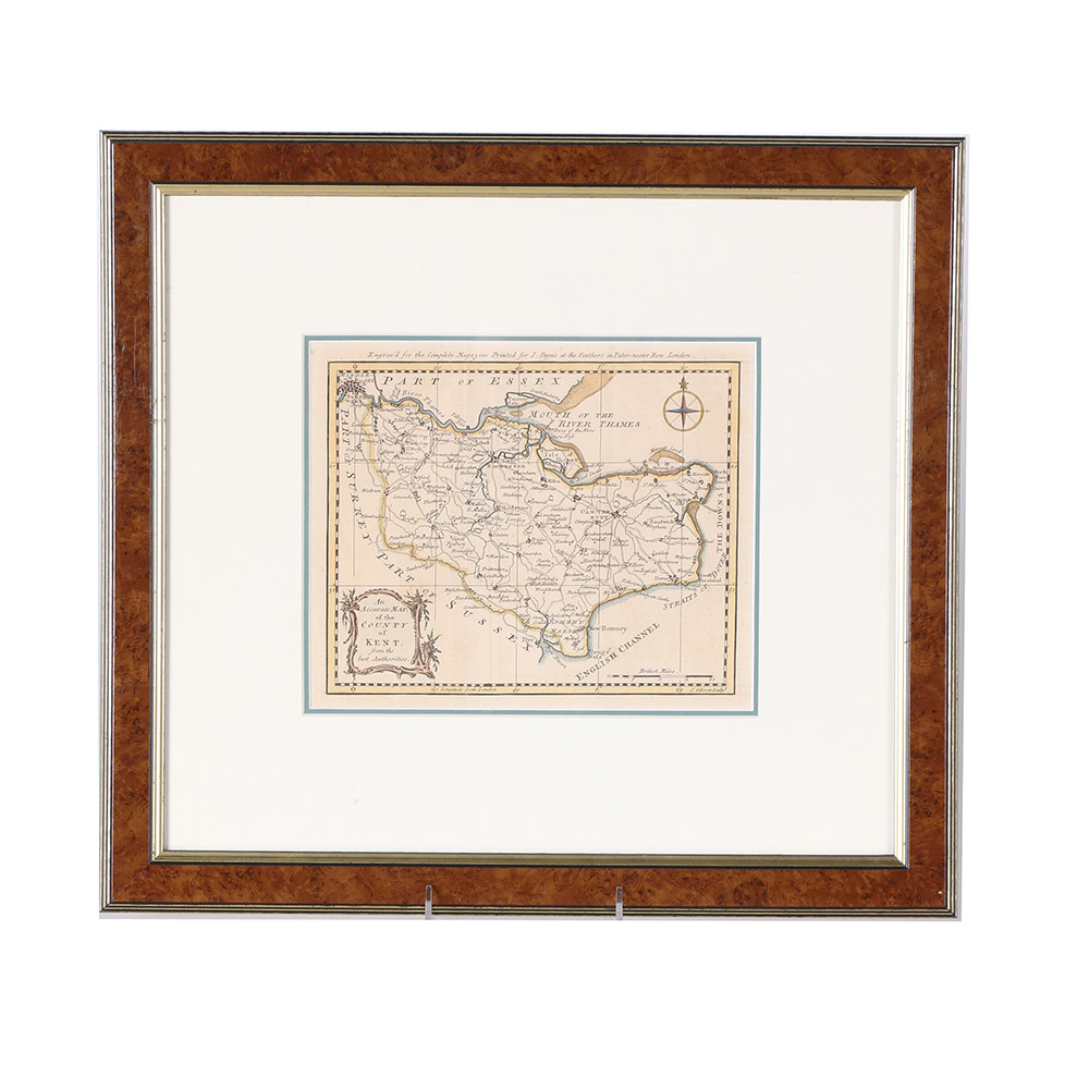 Hand-Colored Etching Map of Kent