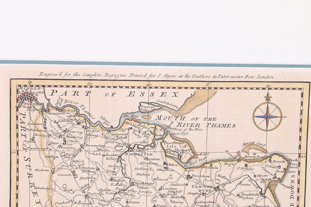 Hand-Colored Etching Map of Kent