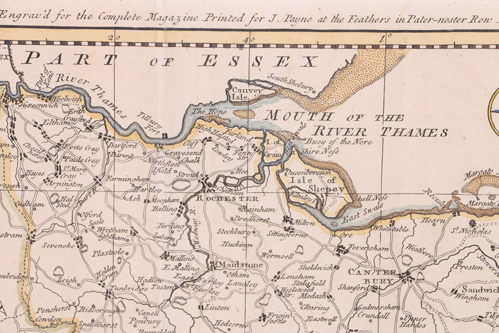 Hand-Colored Etching Map of Kent