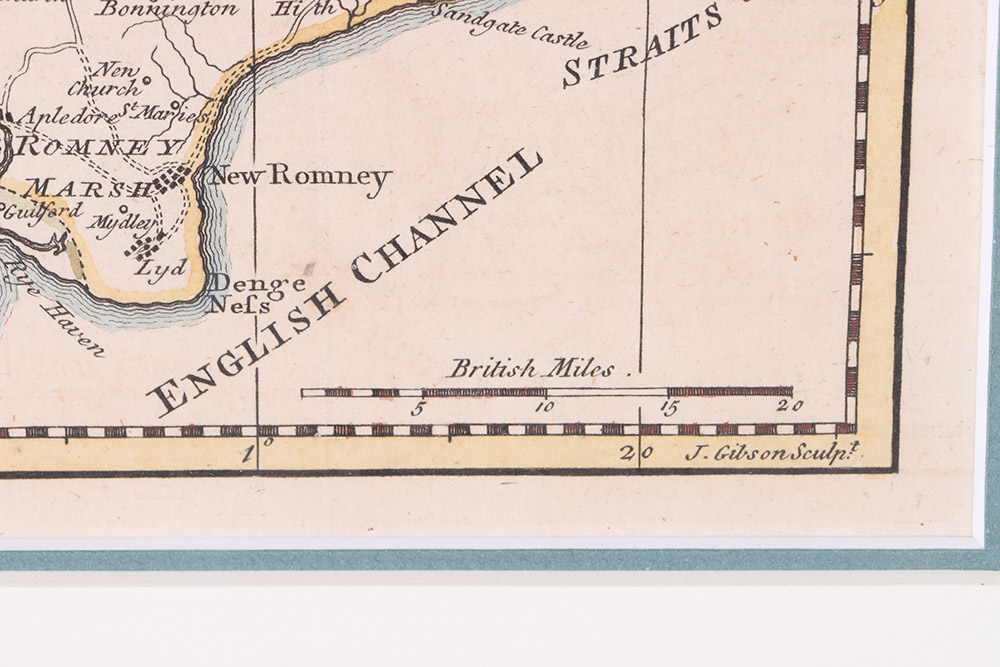 Hand-Colored Etching Map of Kent