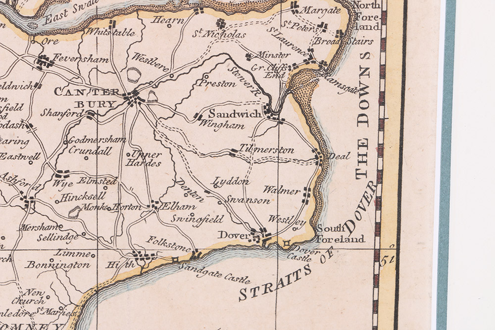 Hand-Colored Etching Map of Kent