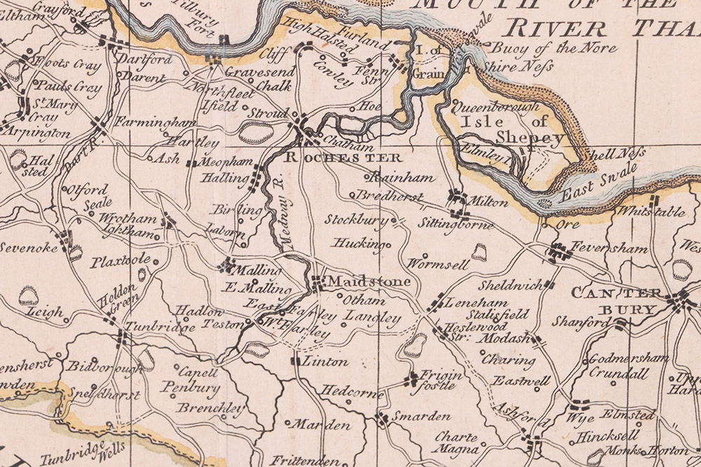 Hand-Colored Etching Map of Kent