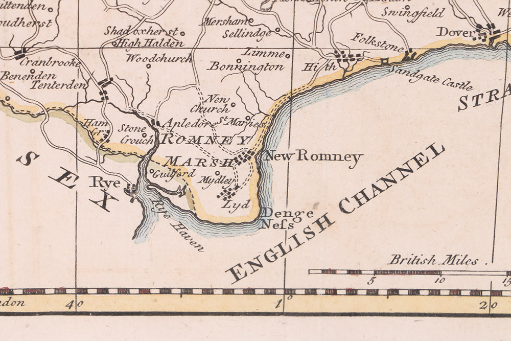 Hand-Colored Etching Map of Kent