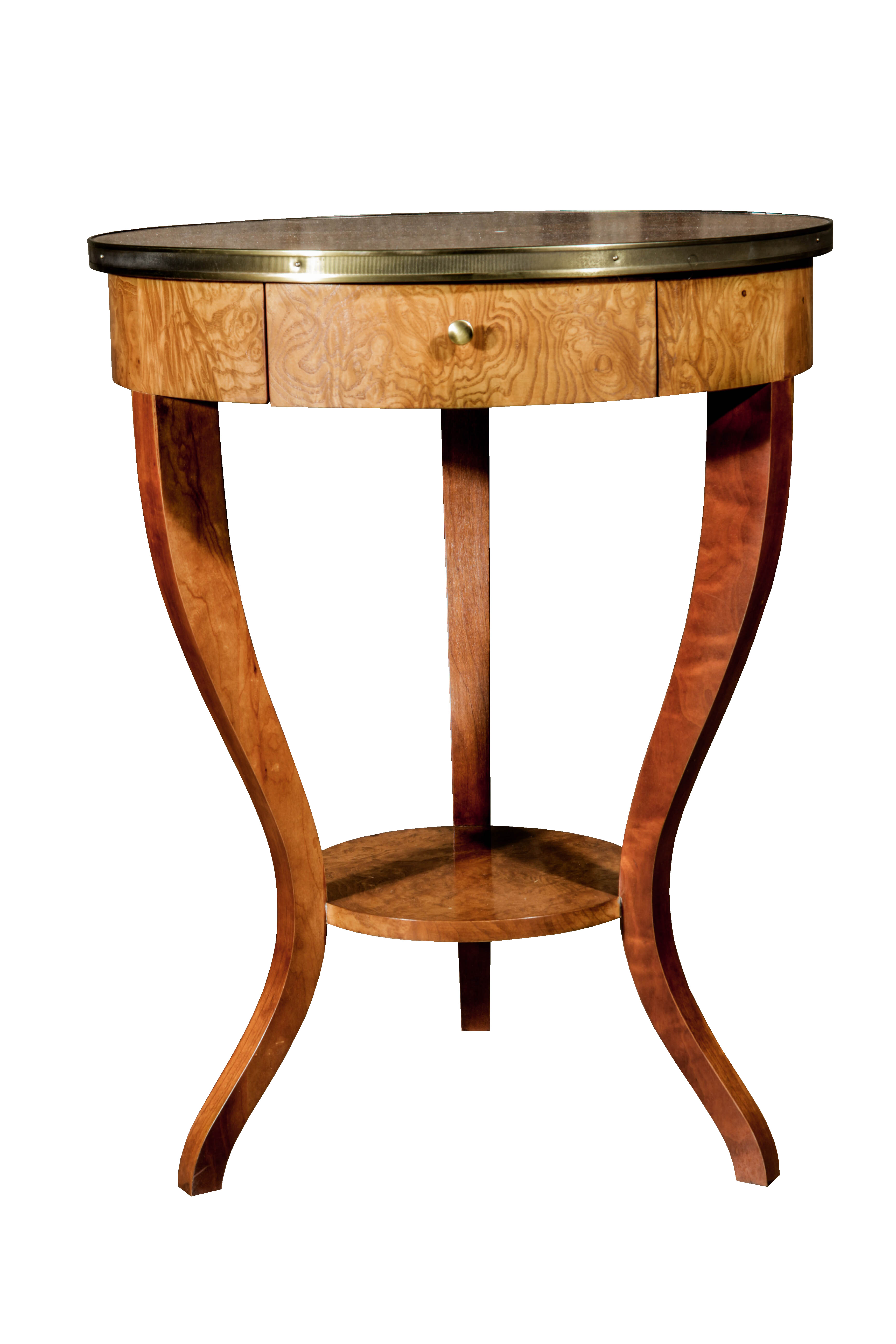 Round Accent Table With Mixed Veneers by Baker Furniture