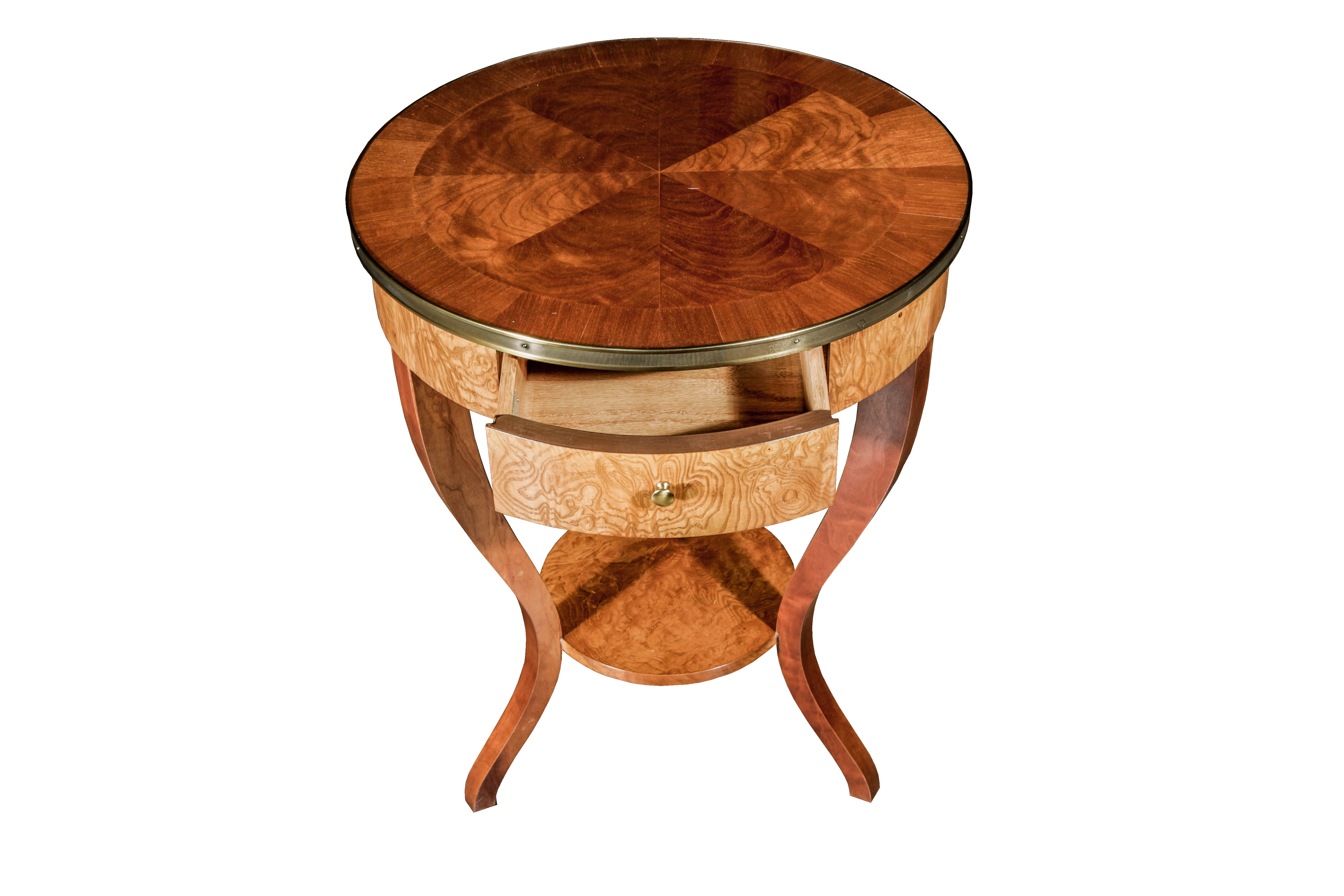 Round Accent Table With Mixed Veneers by Baker Furniture
