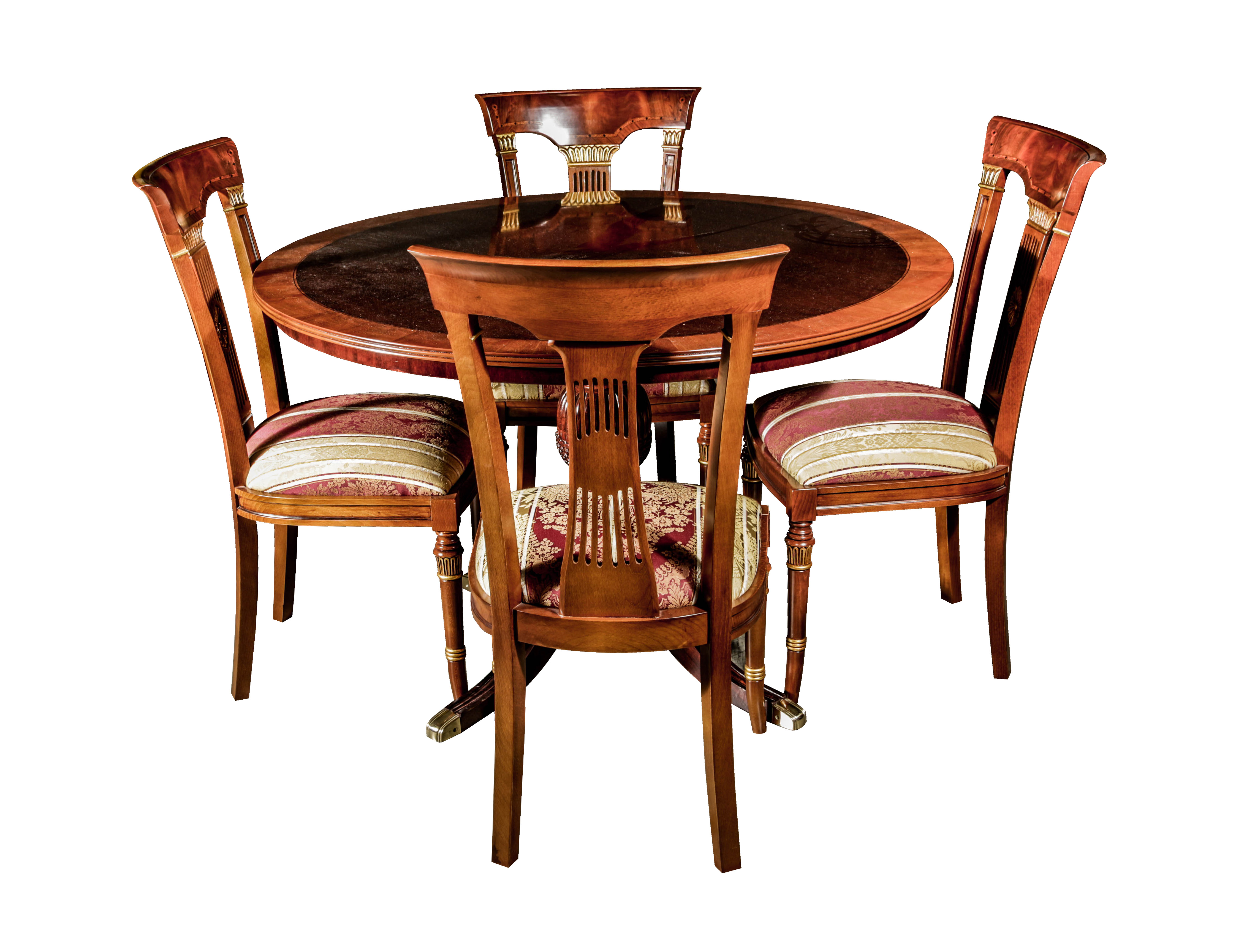 Mixed Wood Round Dining Table with Four Chairs