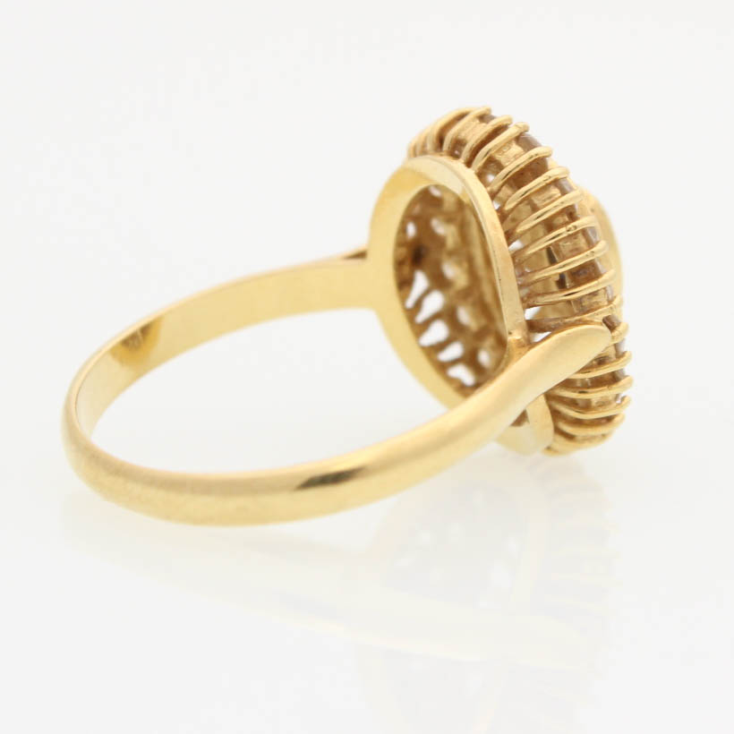 18K Yellow Gold Blue and Clear Natural Sapphire Ring