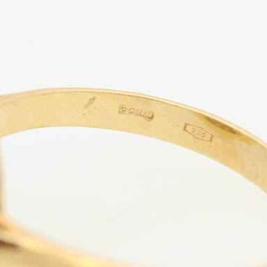 18K Yellow Gold Blue and Clear Natural Sapphire Ring