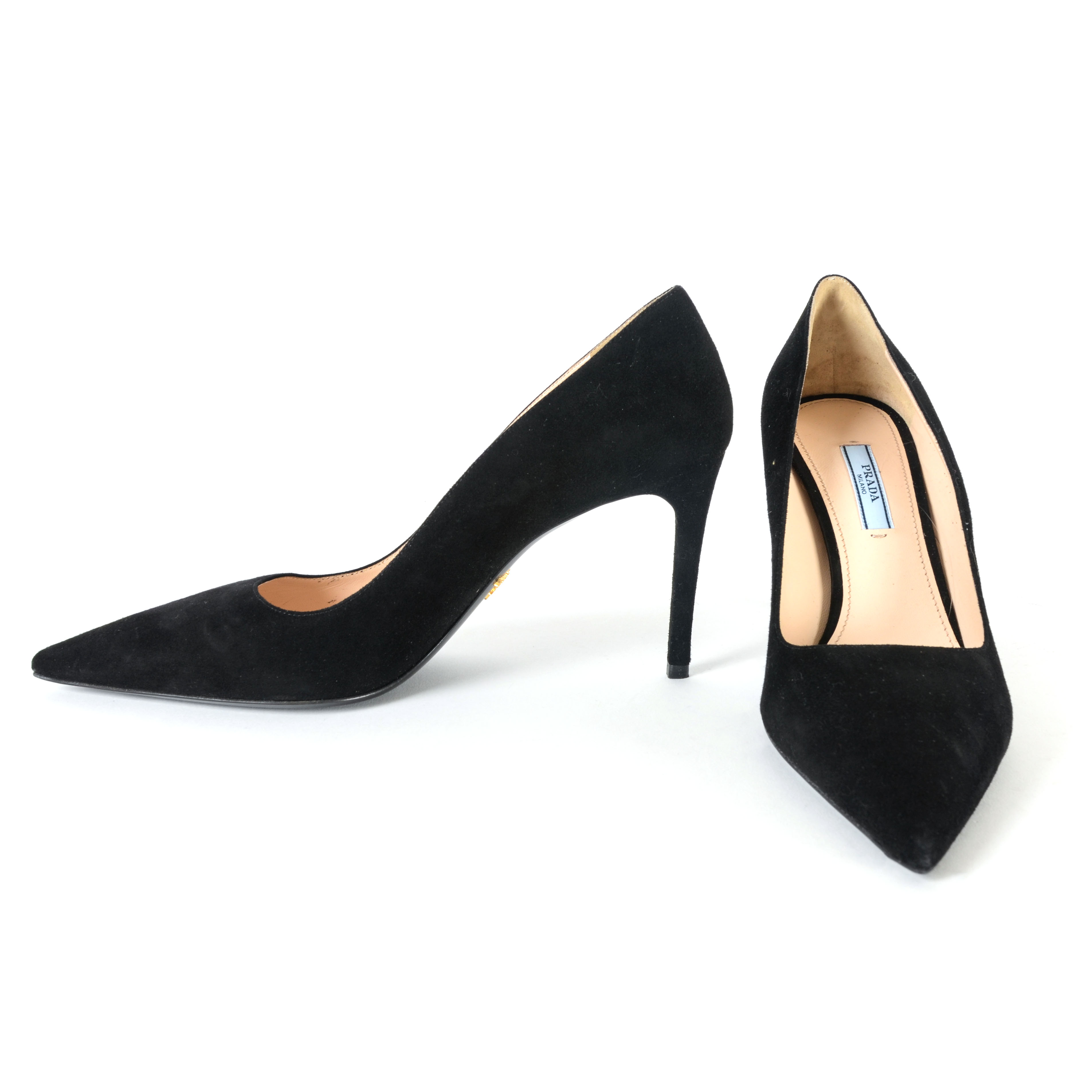 Prada Classic Black Suede Pumps