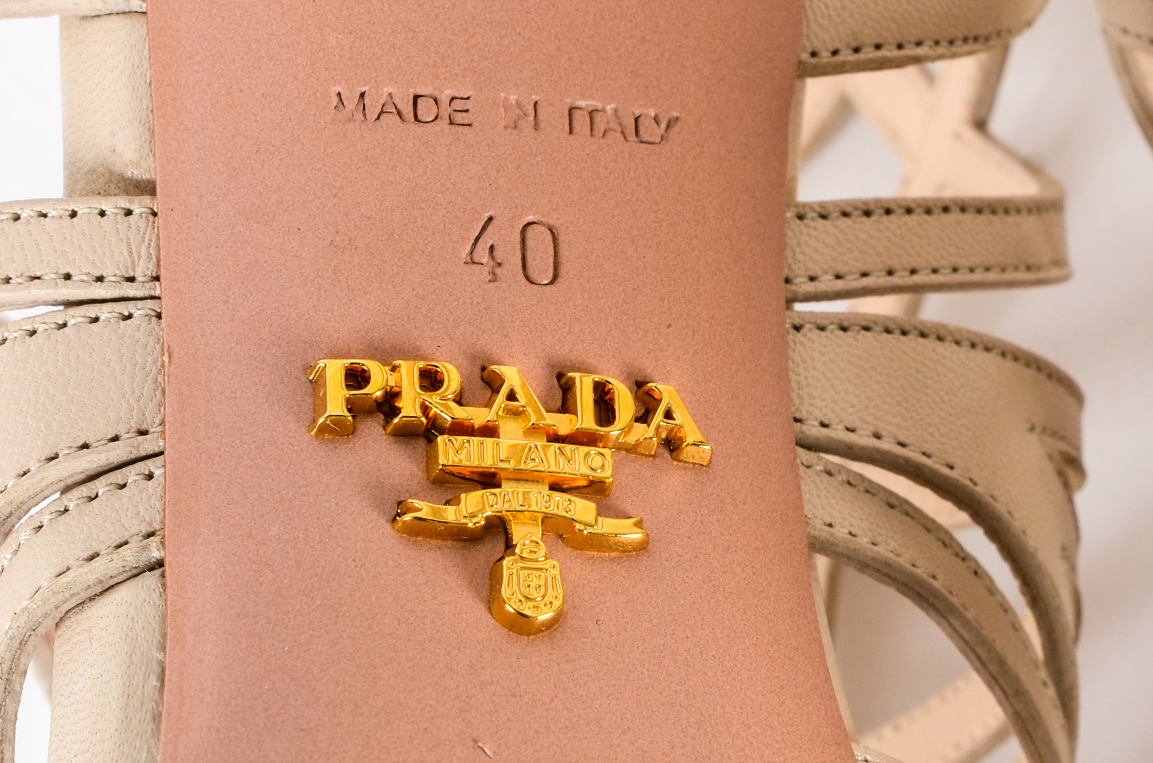 Prada Strappy Tan Leather Heels