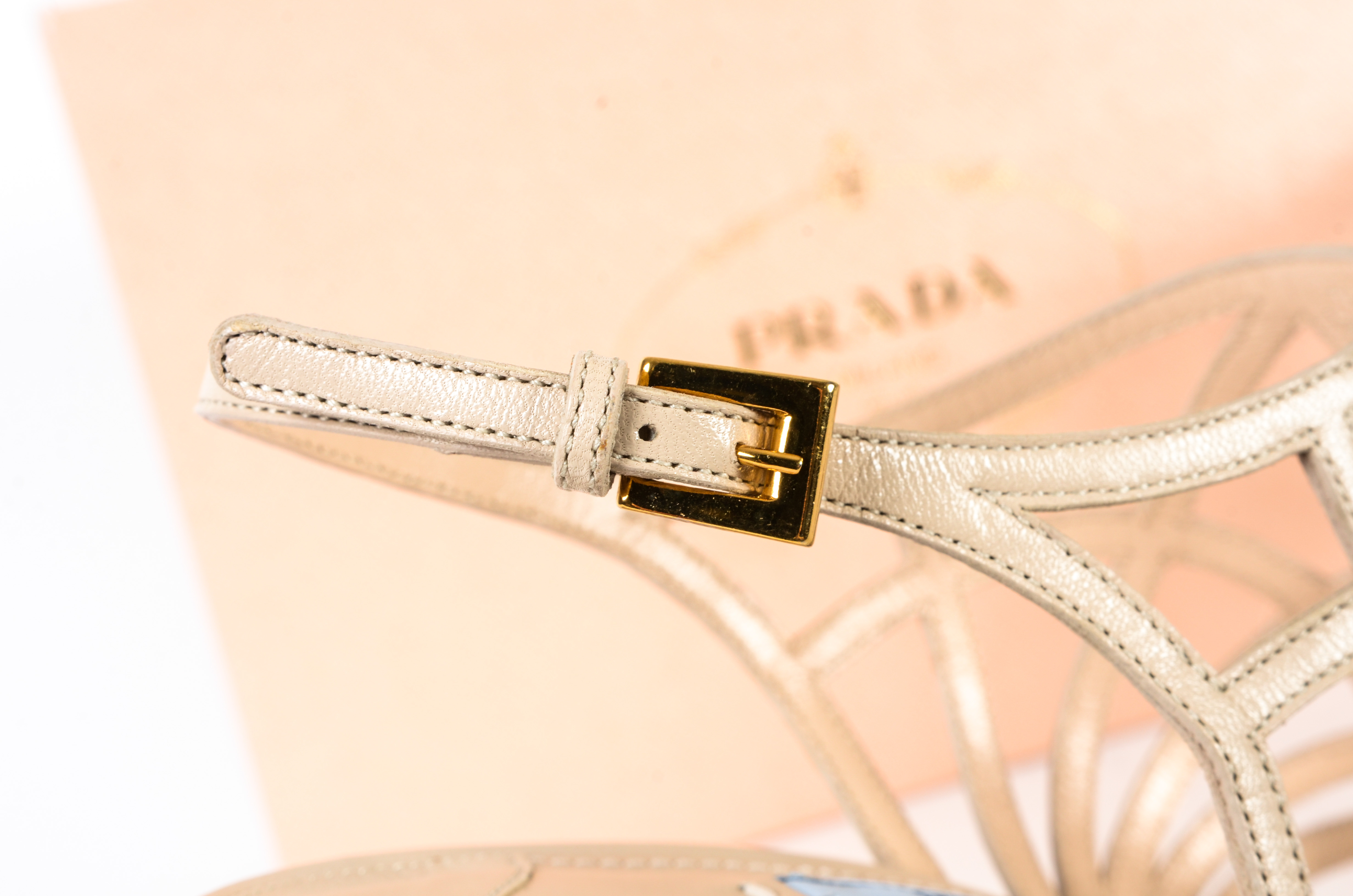 Prada Strappy Tan Leather Heels