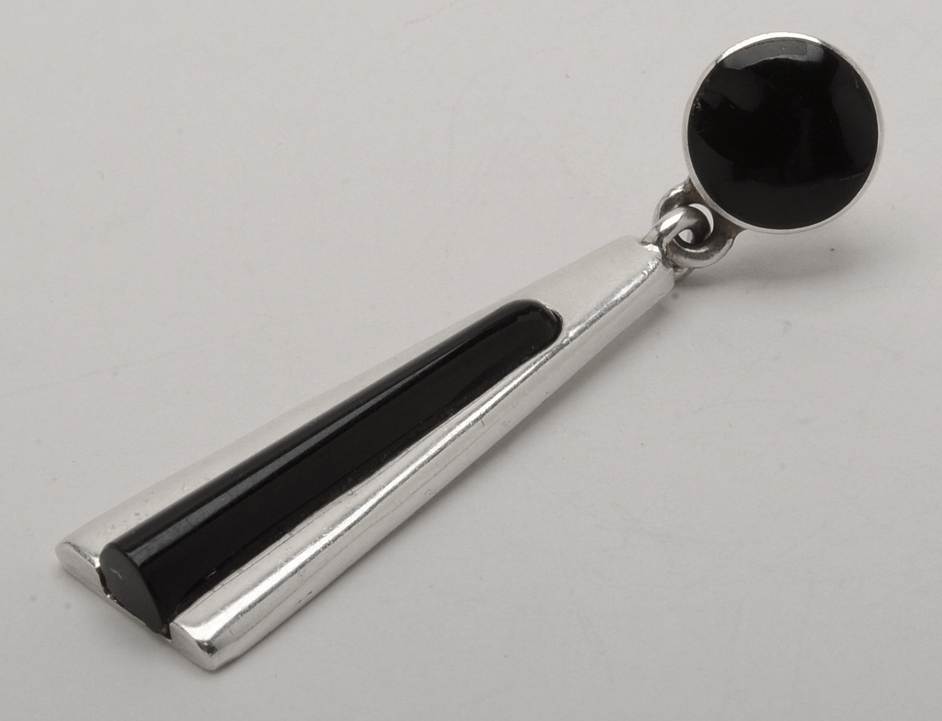 Vintage Taxco Mexico 950 Silver and Black Onyx Pierced Earrings