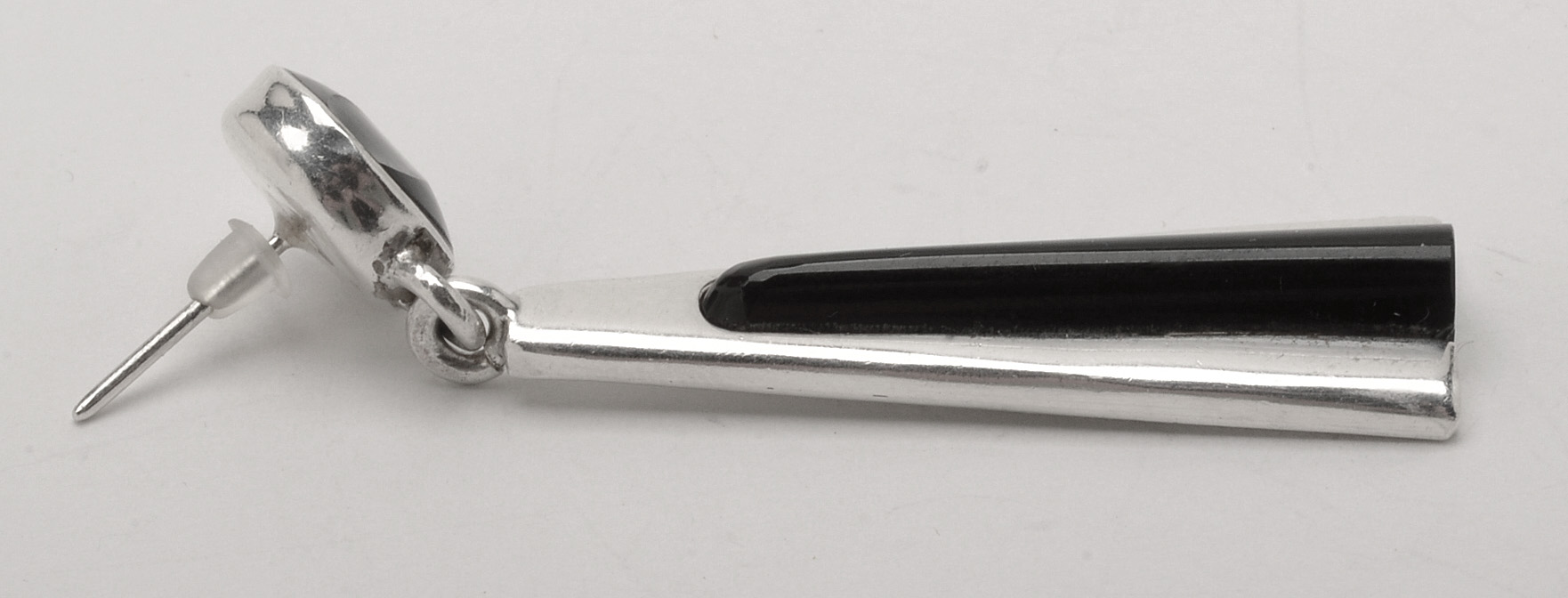 Vintage Taxco Mexico 950 Silver and Black Onyx Pierced Earrings