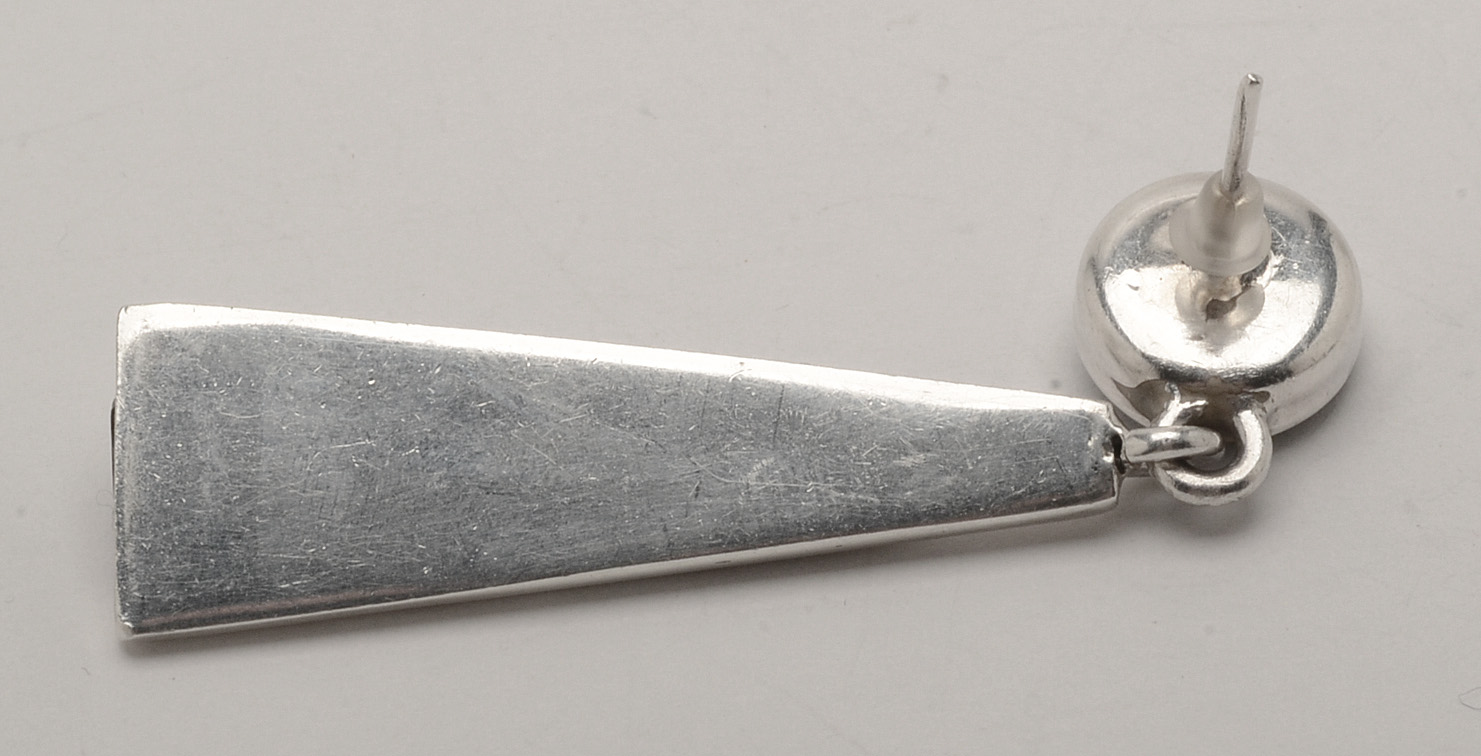 Vintage Taxco Mexico 950 Silver and Black Onyx Pierced Earrings