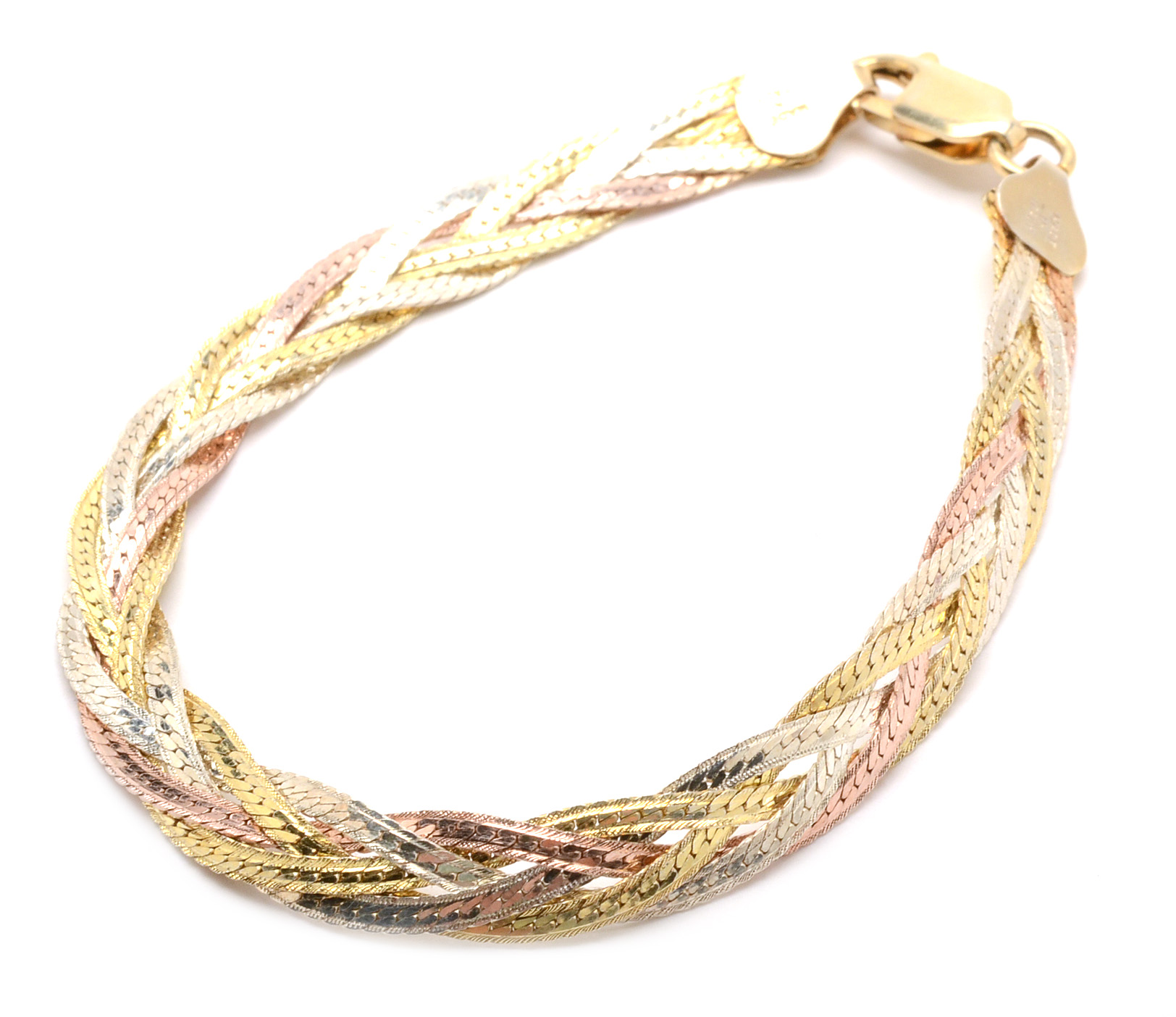 Milor Sterling Silver Tri-Tone Braided Bracelet and Necklace