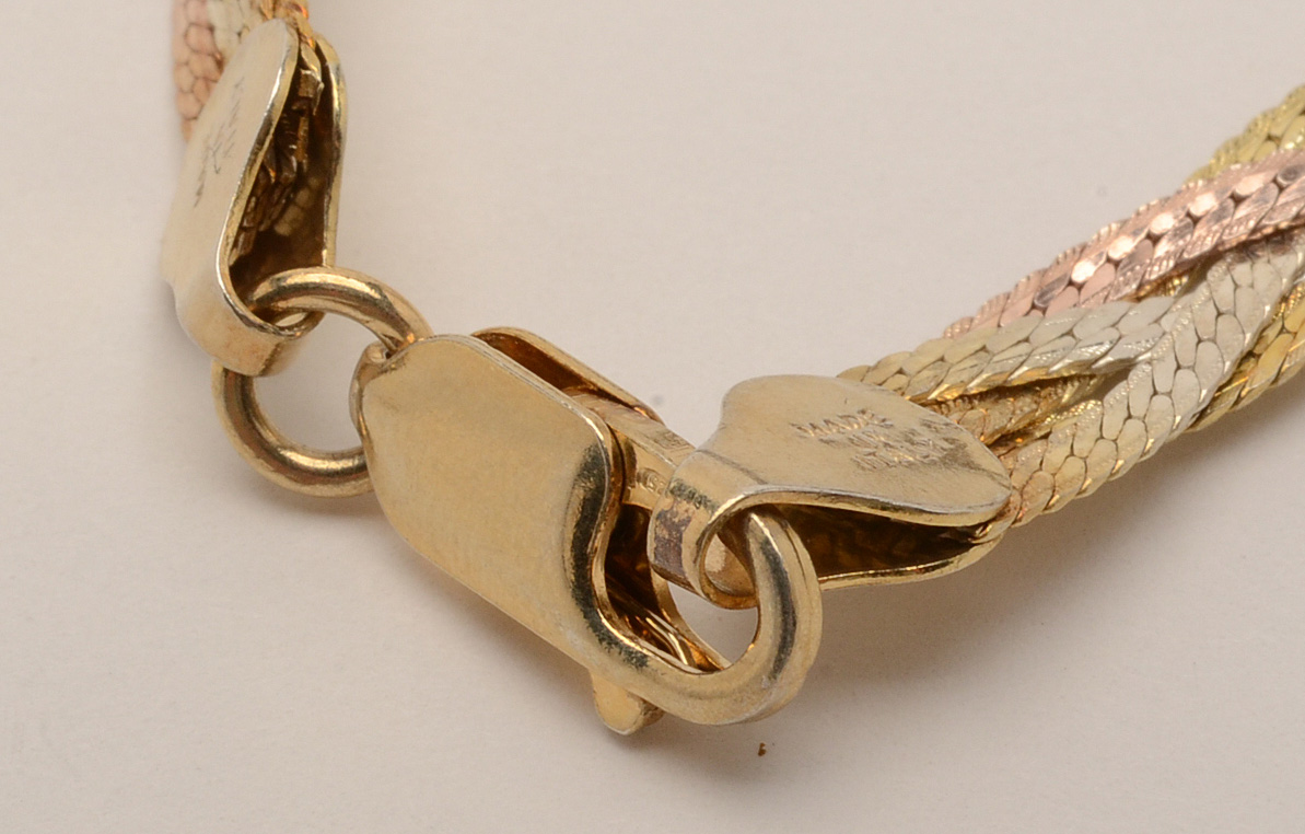 Milor Sterling Silver Tri-Tone Braided Bracelet and Necklace