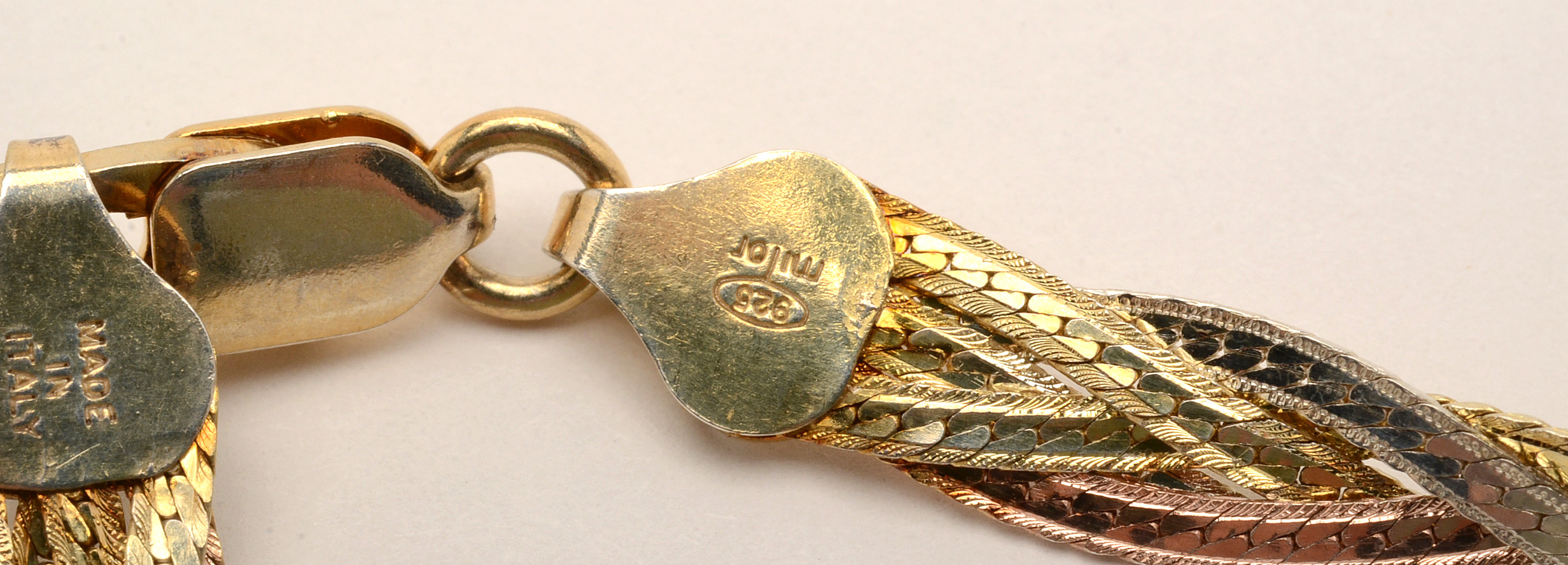 Milor Sterling Silver Tri-Tone Braided Bracelet and Necklace