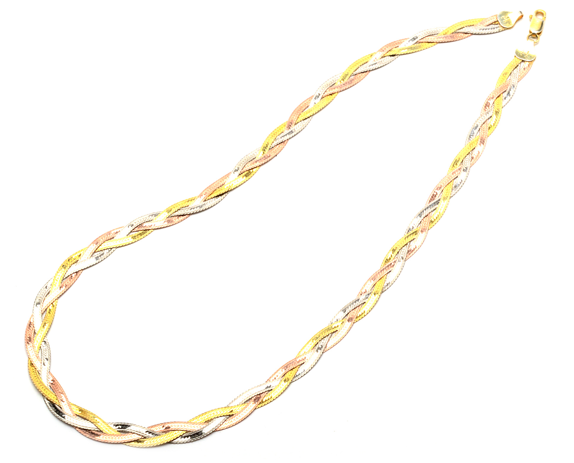 Milor Sterling Silver Tri-Tone Braided Bracelet and Necklace