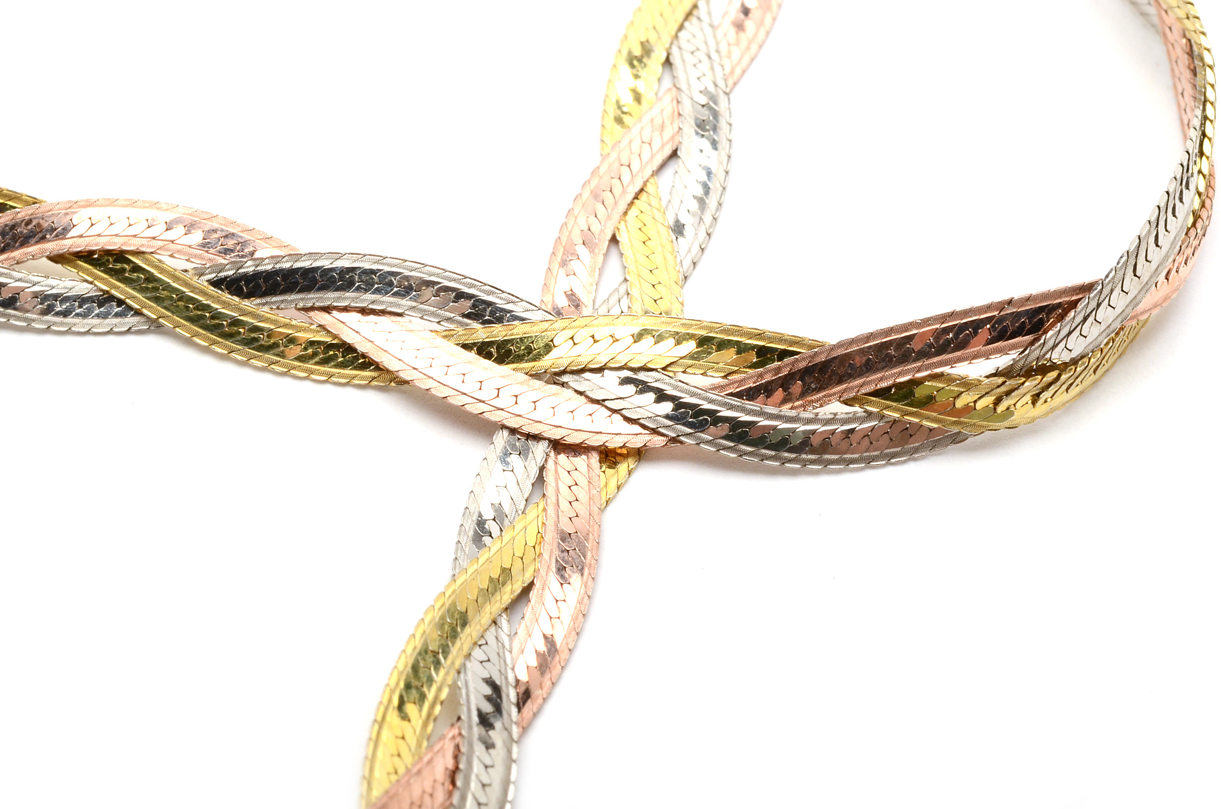 Milor Sterling Silver Tri-Tone Braided Bracelet and Necklace