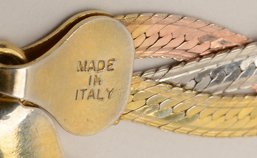 Milor Sterling Silver Tri-Tone Braided Bracelet and Necklace