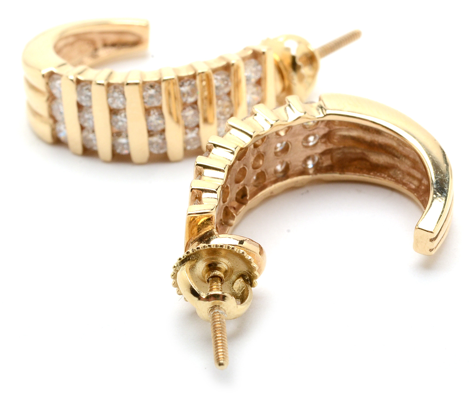 14K Yellow Gold Diamond Pierced Earrings