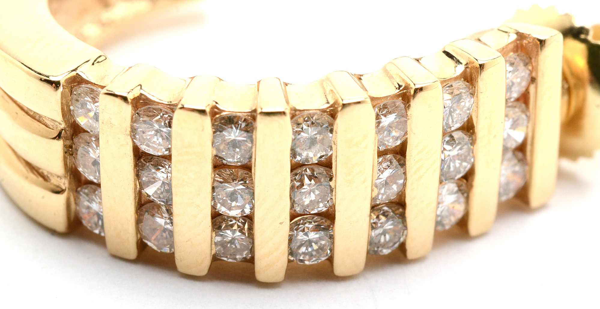 14K Yellow Gold Diamond Pierced Earrings