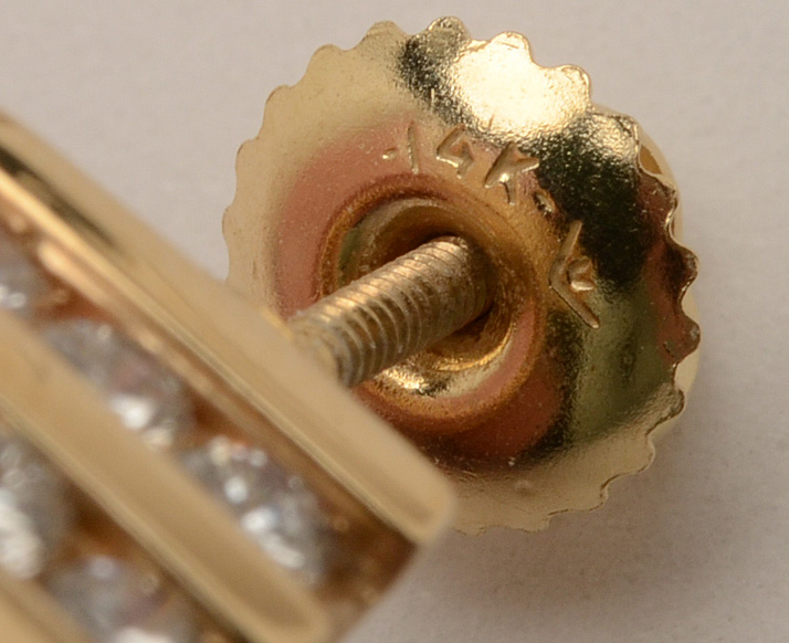 14K Yellow Gold Diamond Pierced Earrings